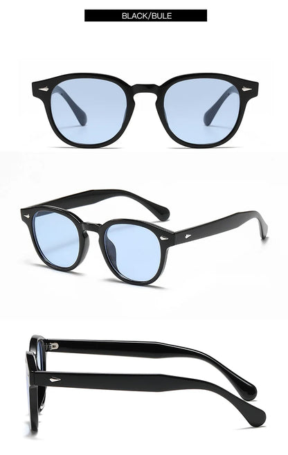 DUHE Retro Rivet Round Sunglasses