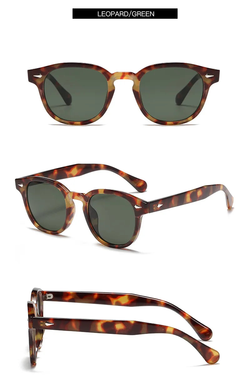 DUHE Retro Rivet Round Sunglasses