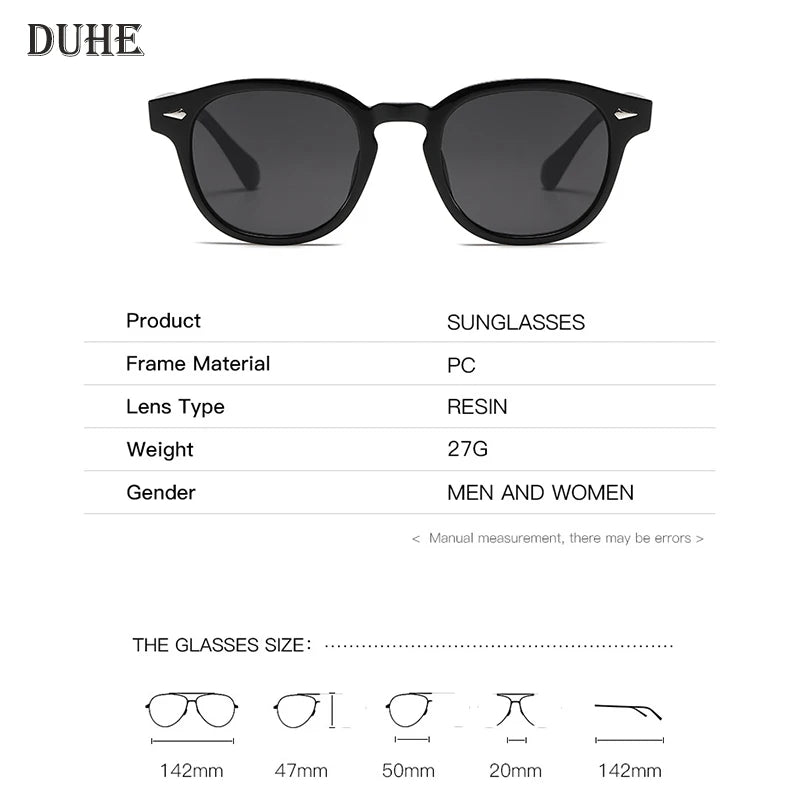 DUHE Retro Rivet Round Sunglasses