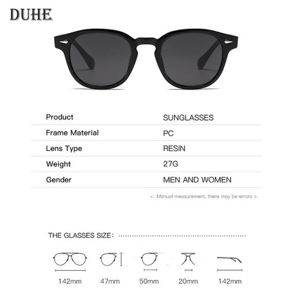 DUHE Retro Rivet Round Sunglasses