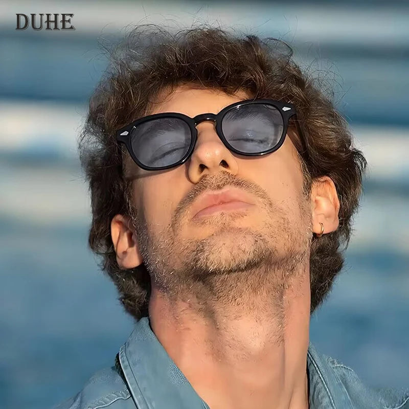 DUHE Retro Rivet Round Sunglasses