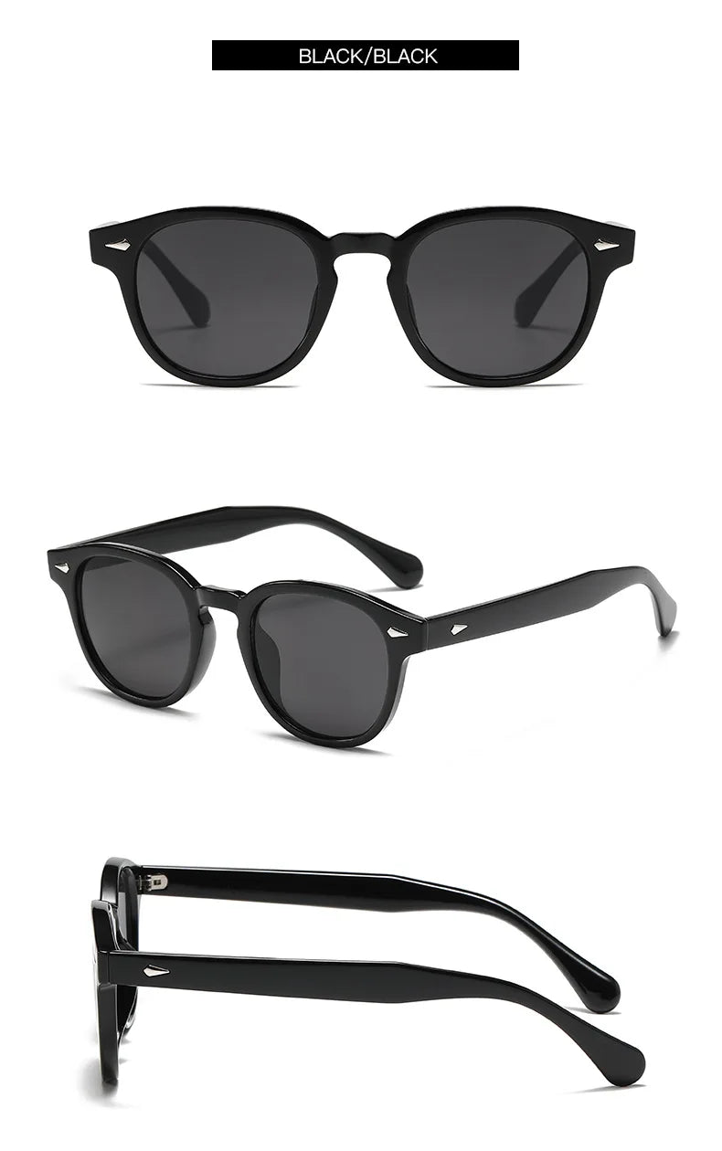DUHE Retro Rivet Round Sunglasses