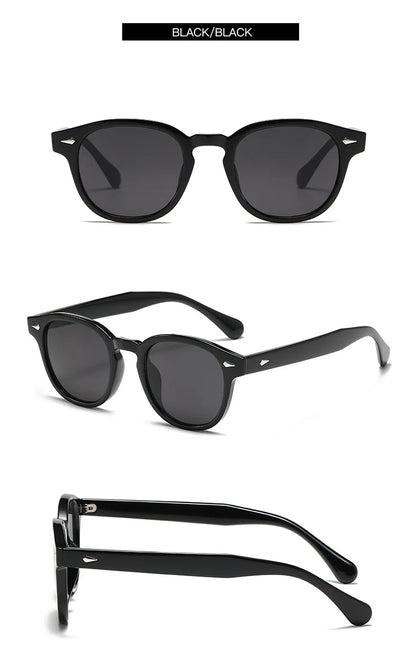DUHE Retro Rivet Round Sunglasses