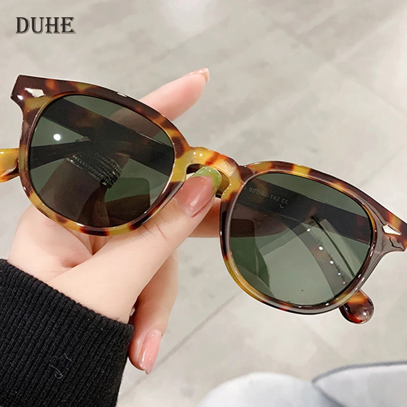 DUHE Retro Rivet Round Sunglasses