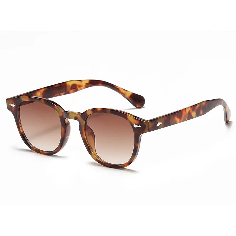 DUHE Retro Rivet Round Sunglasses