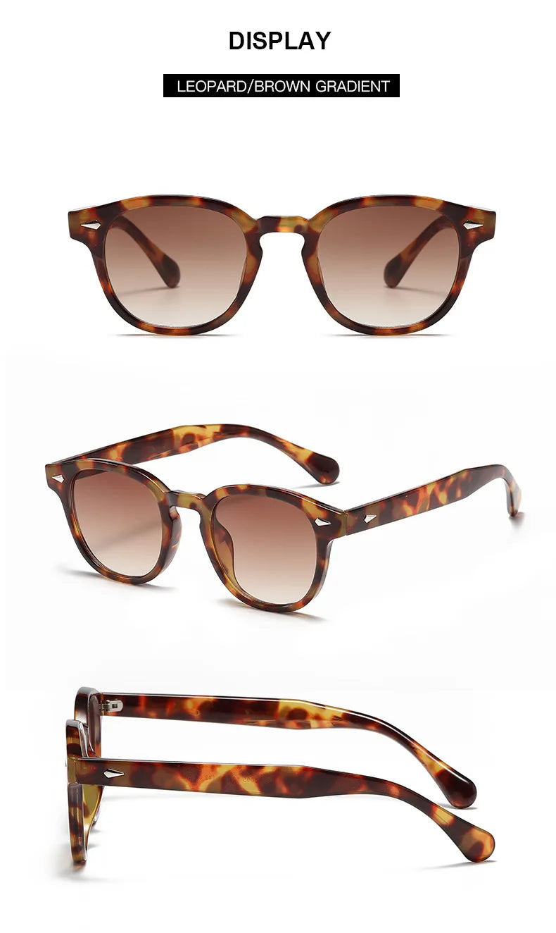 DUHE Retro Rivet Round Sunglasses