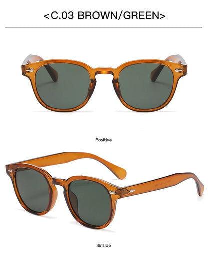 DUHE Retro Rivet Round Sunglasses