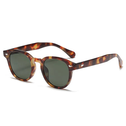 DUHE Retro Rivet Round Sunglasses