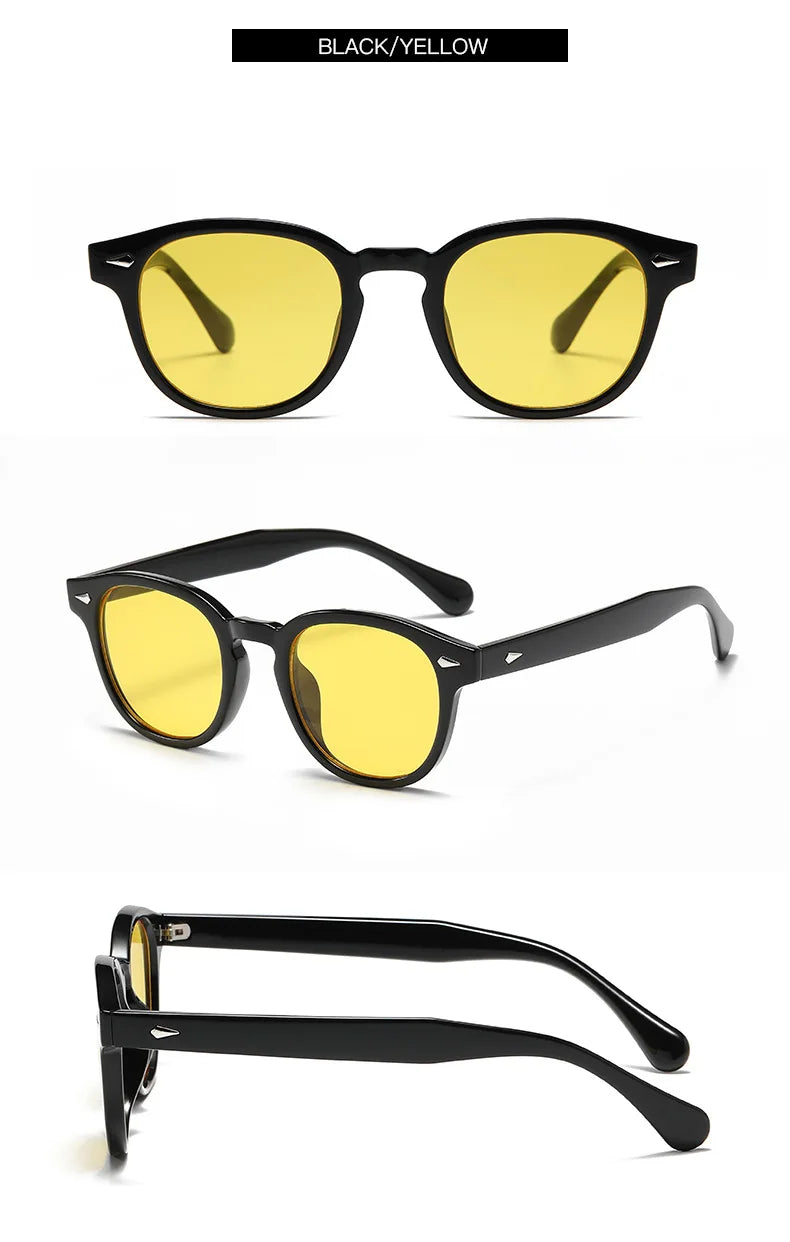 DUHE Retro Rivet Round Sunglasses