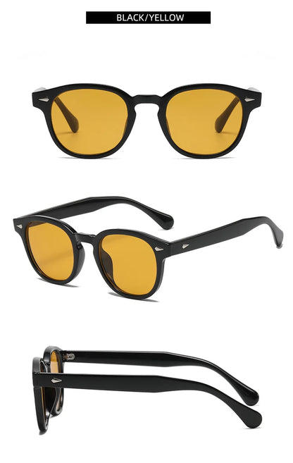 DUHE Retro Rivet Round Sunglasses